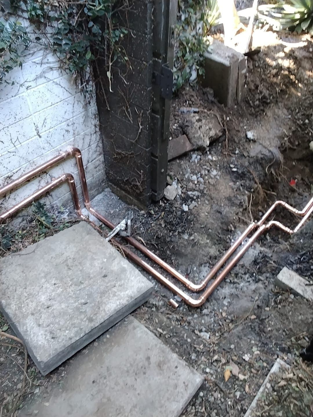 Main water line replacement with new copper piping in Long Beach